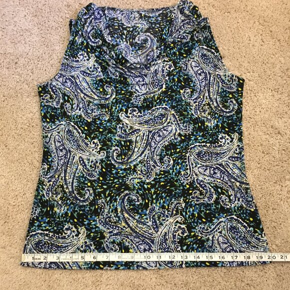 Paisley Impressionist Cowl Draped Neck Tank Top - Picture 13 of 14